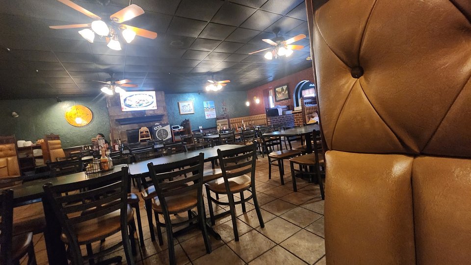 Casual seating area inside a Mexican restaurant