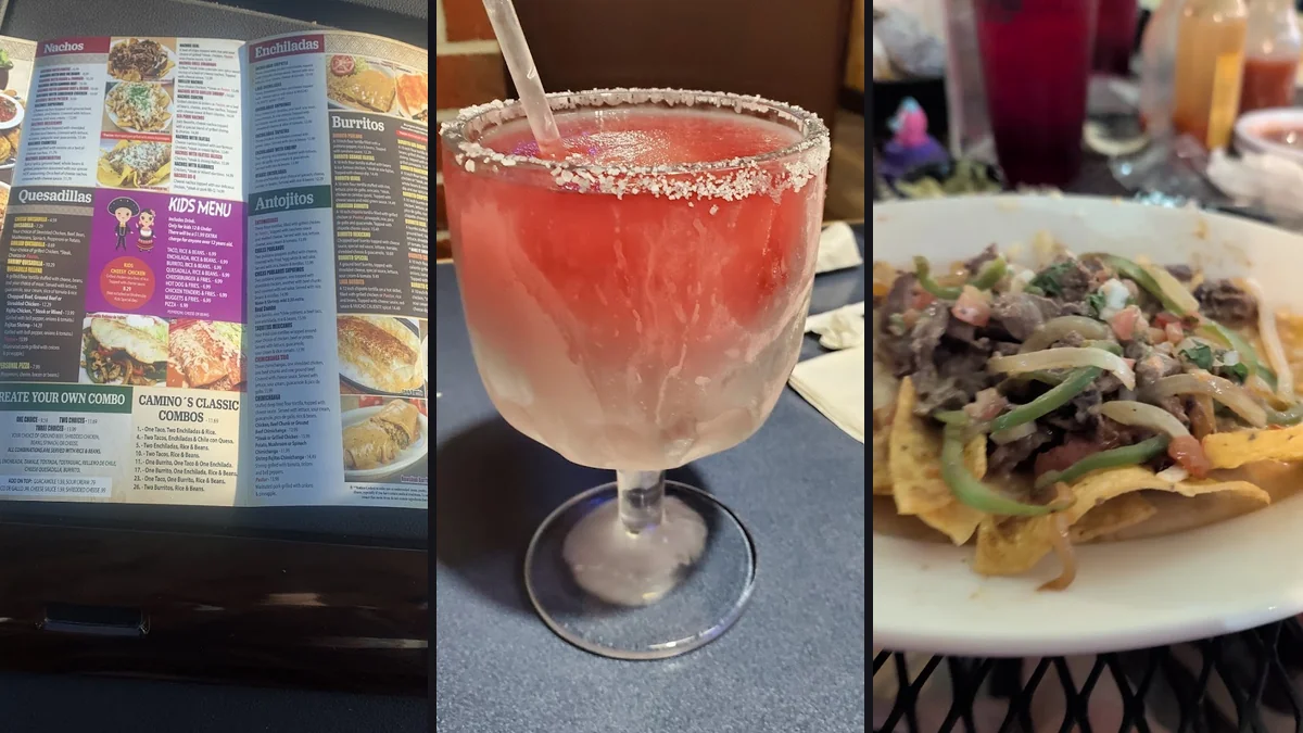Colorful Mexican restaurant dining room with table settings